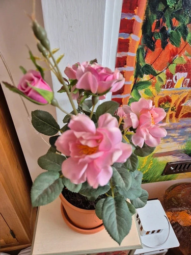 Pink artificial rose silk - pink,