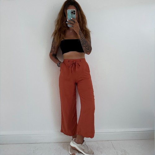 Ladies orange cropped trousers - ladies,