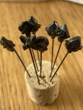 Vintage Gothic Jet Hat and Stick Pins Set Of Eight Pins