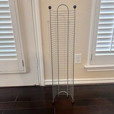 38" Tall Metal Stand CD DVD Storage Rack Tower 45 Slots Wood Feet Freestanding