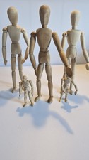 Artist Wooden Model Mannequins x 5 Stand Human Drawing Figure Movable Posable