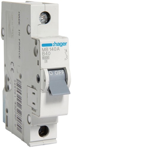 Hager mb140a 40a mcb - 40a, sp