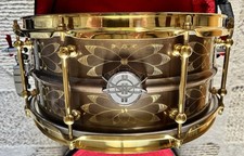 Dunnett one off  Engraved  Antique Triple Brass 2N Snare Drum By John Aldridge