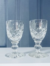 Vintage Pair Cut Crystal Glass Cordial Water Sherry Glasses