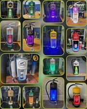 Drinkstinguish upcycled fire extinguisher bottle display 