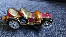 2 X Red Gold Vintage Classic Car Glass Christmas Ornament Bauble 