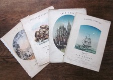 4 Genuine Victorian Music Sheets Colour Lithographs Como Shipping Shells Church