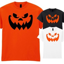 Pumpkin Face T-Shirt Halloween Costume Scary Witches Unisex Tee Top