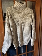Per Una Women's Wool Mixed Roll Neck Jumper Neutral Colour Size M