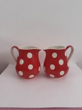 Whittard Of Chelsea Florence Red Spot Set Of Two Milk Jugs Hand Painted 