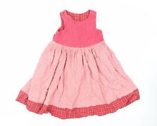 Cot' N' Togs Girls Pink Check Cotton Fit & Flare Size 4 Years Round Neck Button