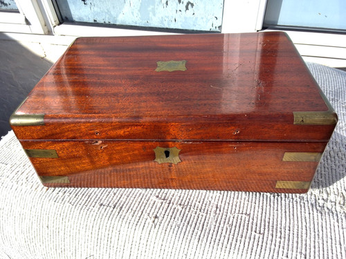 Antique mahogany wood brass - &,