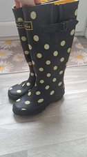 Joules tall ladies wellies UK 3 spotty great condition waterproof
