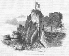 CARISBROOKE CASTLE The Keep, Isle of Wight - Antique Print 1843
