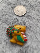 Retro Forever Friends Red Roses Teddy  lapel  brooch pin