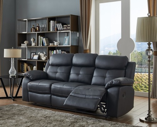 Black genuine leather seater - black,