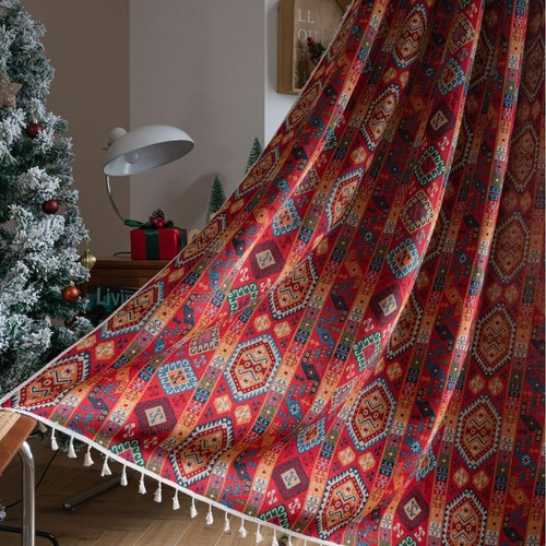Ustide red ethnic boho - red, curtain