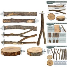 8pc Natural Wood Bird Perch