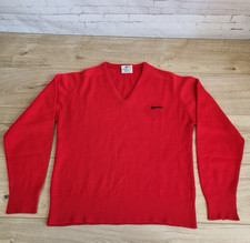 Vintage Slazenger Courtelle Sweater Men's Medium Red Knit V-Neck Jumper 38" Read