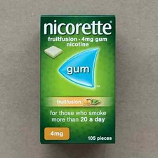 Nicorette 4mg Fruit Fusions Gum 105 Pieces Nicotine Replacement for Smoking