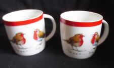 Madeleine Floyd 2 x robin birdsong matching mugs vgc