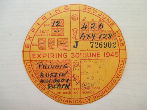 Tax disc old - tax, vehicle