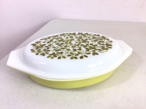 Vintage pyrex green floral - vintage,