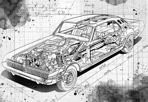 Line tech drawing 1967 mercury - drawing,