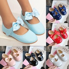 BABY KIDS INFANTS GIRLS RIBBON BOW SPANISH WEDDING PARTY PATENT TODDLER SHOES
