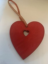 Red Wooden Heart hanging decoration Shabby Chic Rustic hand-crafted Valentine