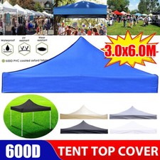 3x6M Pop Up Gazebo Top Cover 600D Waterproof Canopy Replacement Roof Garden Tent