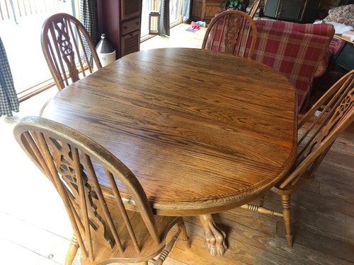 Solid oak dining table - dining, and