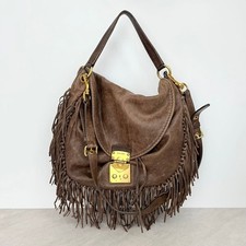 MIU MIU Leather Hobo Fringe
