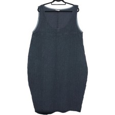 Privatsachen Dress One Size Grey Sleeveless Balloon Bubble Hem Lagenlook Crinkle