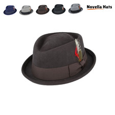Diamond Crown Pork Pie Hat 100% Wool Felt – 5 Colors – Travel Ready Fedora