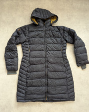 Rab Jacket Womens UK 16 Navy Down Puffer Quilted Long Coat Deep Cover Parka Hood