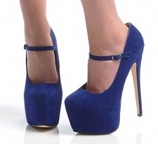 WOMENS LADIES MARY JANE HIGH HEEL ANKLE STRAP BUCKLE PLATFORM PARTY SHOES