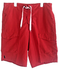 Bench Swim/Board Shorts W 34" Red Drawstring Waist Hook & Loop Fly Pockets