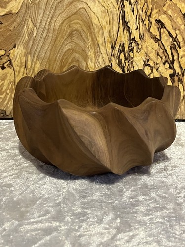 Teak fluted bowl - fluted,