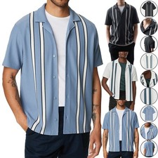 M&S Mens Polo Shirt Short Sleeve Textured Stripe Waffle Design Multi Colours