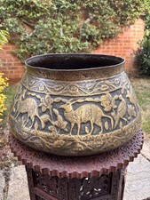 19th Century Large Persian/Syrian Brass Hand Chiseled Jardiniere.