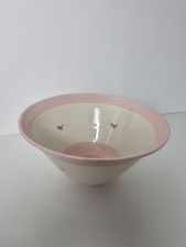 Beautiful Gabriella Miller Pink and Cream Striped Rose Salad Bowl Large