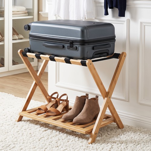 Tall luggage rack bamboo - cm,