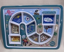 2 Genuine Fred Children’s Divided Plate Melamine Ware Dinner Winner Pirate Fun