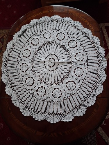 Vintage white crocheted round