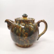 Mixed Glazed Large Teapot Multi Coloured Splatter Painting Brown Mix