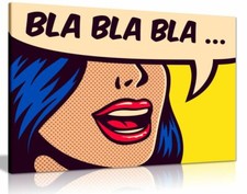Modern Pop Art Girl Bla Bla Canvas Wall Art Picture Print
