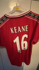 KEANE 16 Manchester United Retro Home Shirt 1999 Large 