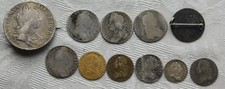 11x GEORGIAN QUEEN ANNE ENGLISH SHILLING CROWN THREE PENCE ETC SILVER COIN