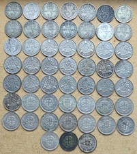 Collection of 52 Silver Threepences. Pre-1947. 72g.